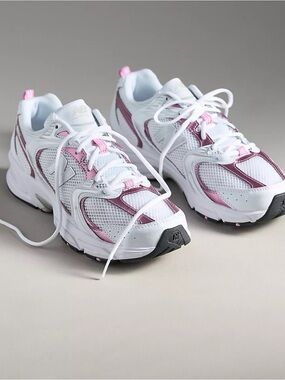 New Balance White and Maroon Running Sneakers